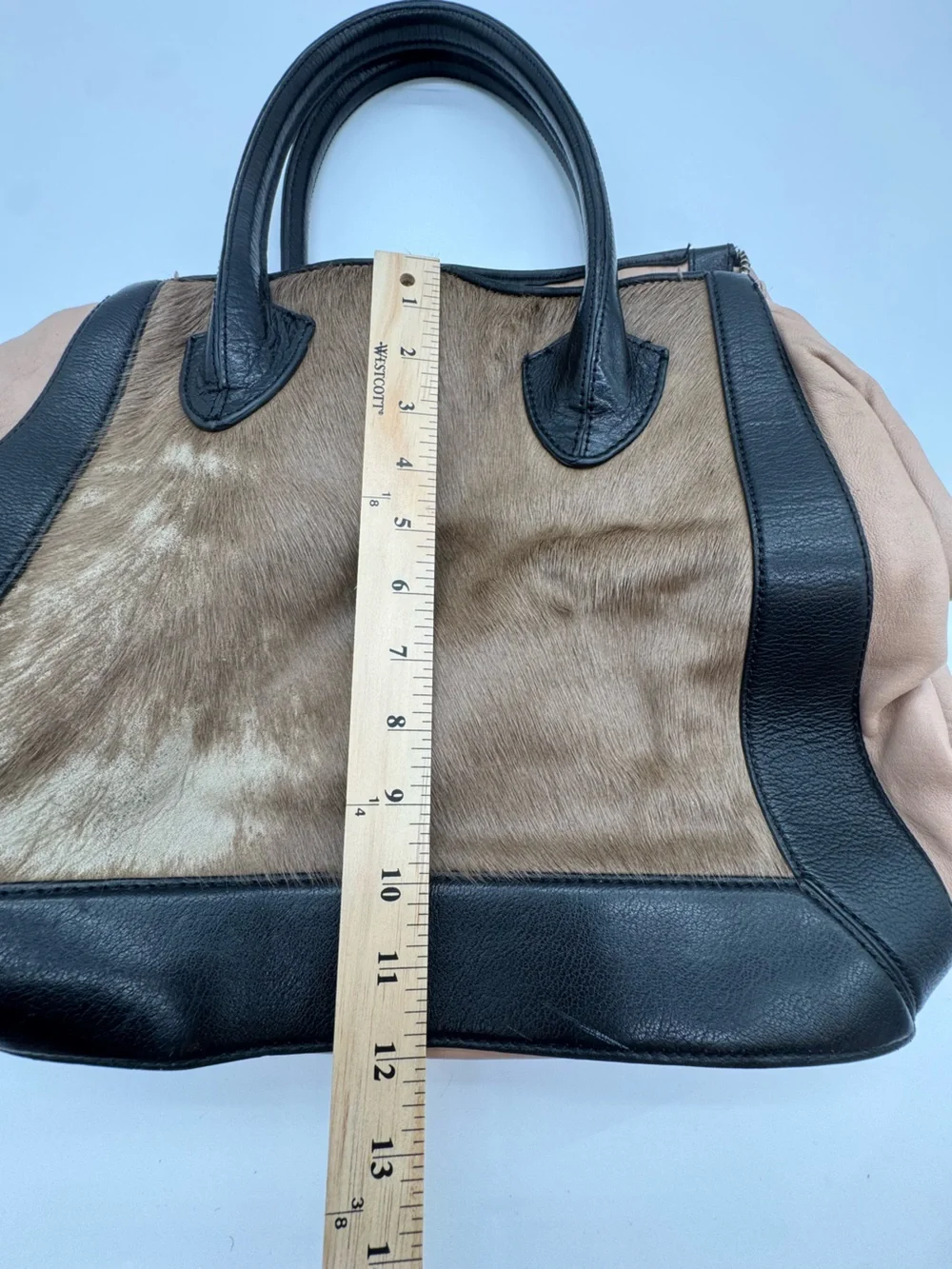 Anthropologie Leather & calf hair  Top-Handle Tote in Brown and Black